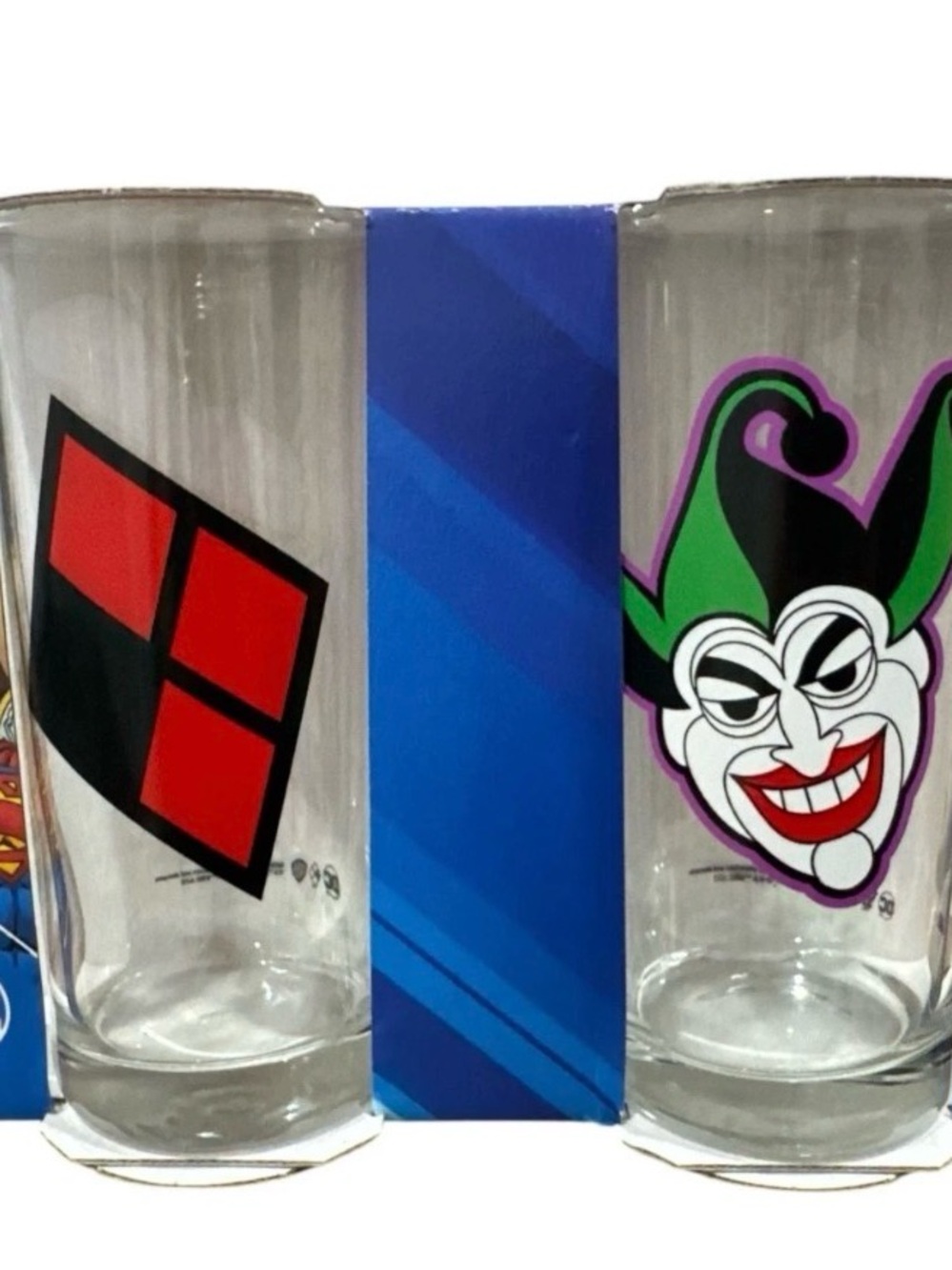 🦸 DC Comics Harley Quinn & Joker Drinking Glasses — Set of 2